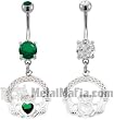 CLADDAGH PENDENT BELLY RING BNACLT10GR- GREEN