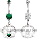 CLADDAGH PENDENT BELLY RING BNACLT10CL- CLEAR