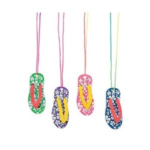 Hibiscus Flip Flop Necklaces (1 dozen) - Bulk