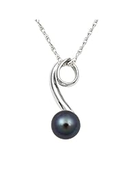 .925 Silver Spiral Pendant with Black Freshwater Pearl