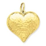 14k Hollow Polished Hammered Large Puffed Heart Charm