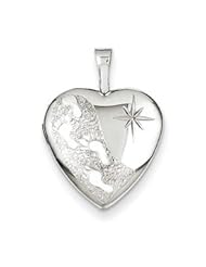 Genuine IceCarats Designer Jewelry Gift Sterling Silver 16Mm D/C Footprints Heart Locket