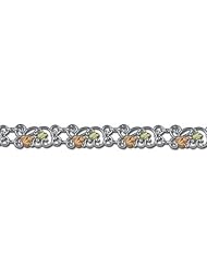 Landstroms Sterling Silver Bracelet with Black Hills Gold Leaves - BR3004SS