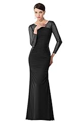 Sheath Ruched Illusion Beaded Long Sleeves Evening Dress/Wedding Dress 