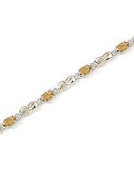 14kt Yellow Gold Oval Citrine and Diamond Bracelet
