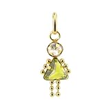 10 KT Yellow Gold Girl Peridot CZ Pendant 10k Charm