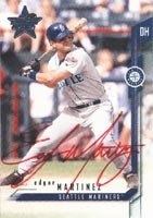 Edgar Martinez, Seattle Mariners, 2001 Leaf Rookies and Stars Autographed Card