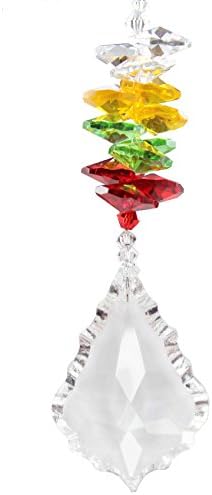 Anna Crystalworld Crystal Prism Leaf Pendant Hanging Ornament Window Suncatcher (Red Tone)