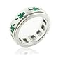 Sterling Silver Green Irish Shamrock Three-Leaf Clover Spinning Motion Band Ring (Size 4,5,6,7,8,9,10,11,12,13,14,15)