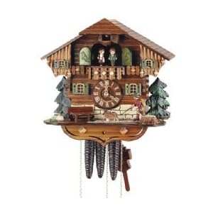 Anton Schneider Chalet Cuckoo Clock with Animated Wanderer and dancers, Dog, Model #MT 1139/9