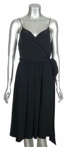 Ralph Lauren Womens Black Wrap Jersey Knit Courtney Dress Misses