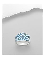 Light Sky Blue Colored Enamel Ring In 92.5 Sterling Silver