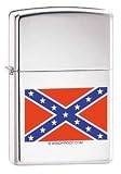 Zippo Lighter - Rebel Flag High Polish Chrome