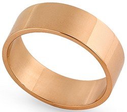 14K Rose Gold Flat Classic-Fit Wedding Band with Polished Finish, 6mm Wide