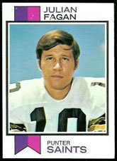 1973 Topps Regular (Football) Card# 473 Julian Fagan of the New Orleans Saints VG Condition