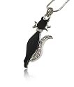 Fabulous Black Crystal Deco Kitty Cat Pendant Fashion Necklace