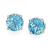 14k White Gold & Blue Topaz Round Stud Earrings