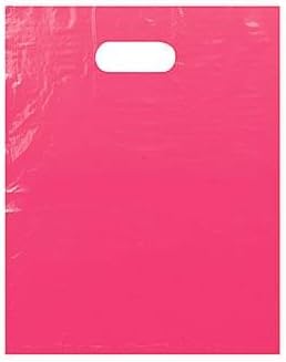 Count of 500 Large Pink Low Density Plastic Merchandise Bag 15" x 18" x 4"