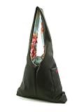 K2L&D2 Leather look Zen Black 2005 version of Katty TESAGE tote bags, comes with Purse Insert (drawstring organizer), P-Leather (Water-proof), Shoulder bags with Drawstring Closure Top, Japanese KIMONO Floral Print Lining