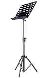 Stagg Professional Heavy Duty Folding Orchestral Music Stand with Adjustable Height - Black Color