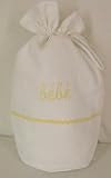 Yellow Ric Rac-Bebe Design Baby Utility/Diaper Draw String Bag in French Waffle Weave