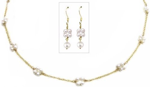 Click here to buy Clover Fresh Water Pearl Necklace and Earring Set.