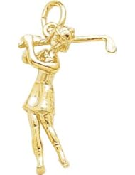 Rembrandt Charms Female Golfer Charm, 10K Yellow Gold