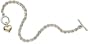 Sterling Silver Toggle Bracelet w/ 14k Yellow Gold Puffed Heart, 7.5"
