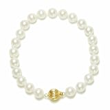 14k Yellow Gold Saltwater Cultured Akoya Pearl AA Grade 7-7.5mm Bracelet, 7.25