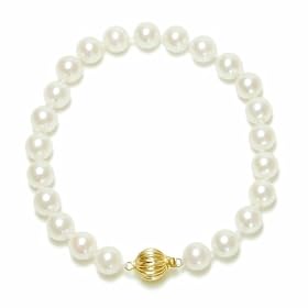 14k Yellow Gold Saltwater Cultured Akoya Pearl AA Grade 7-7.5mm Bracelet, 7.25 by