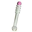 Deluxe Pink Tip Clear Rings Glass Dildo