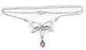 Sterling Silver Open Genuine Amethyst Drop Celtic Knot Necklace 17"