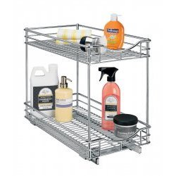 Childrens Toyshop  Kitchen & Housewares : 11" x 21" Under Sink Pull Out Drawer - Two Tier (Chrome) (17"H x 11"W x 21"D)