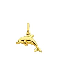 14K Yellow Gold Dolphin Charm Pendant
