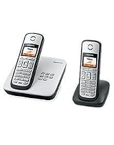 Siemens Gigaset C385 Duo ECO schnurloses DECT Telefon (Farbdisplay, Anrufbeantworter, zusätzliches Mobilteil inkl. Ladeschale) titanium