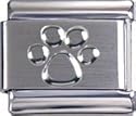 Italian Charms Module silberne geprägte Pfote auf silbernem Grund 
modul by Kult-Schmuck!