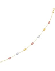 14K Tri-Color Gold Textured Pebble Stationed Bracelet