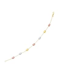 14K Tri-Color Gold Textured Pebble Stationed Bracelet