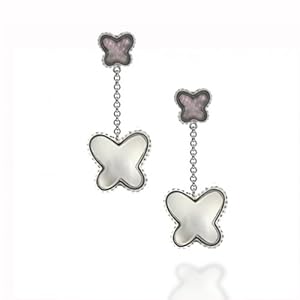 Bling Jewelry Sterling Silver Mother-of-Pearl Peacock Butterfly Dangling Earrings