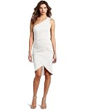 Wrapper Women's One Shoulder Gathered Dress, White, Medium/8