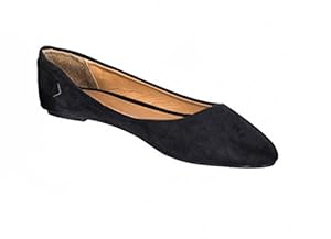 Women's Black Ballerinas with Metal Detail (Black, US 10 - UK 8)