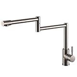 KES L6450 SUS304 ステンレススチール 鍋 フィラー ダブルジョイント スイングアーム&エアレーター付 鉛フリー 水栓 表面実装 つや消し 並行輸入品
