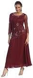 Mother of the Bride Formal Evening Dress #454 (X-Large, Burgundy)
