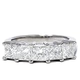 2.00ct Huge 5 Stone Princess Cut Diamond Wedding Band Solid 14K White Gold Ring