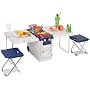 Multi-Function Convertible Rolling Cooler /Picnic Table - Gray/Blue