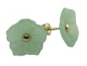 Green Jade Small Simple Plumeria Earrings, 14k Gold