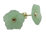 Green Jade Small Simple Plumeria Earrings, 14k Gold