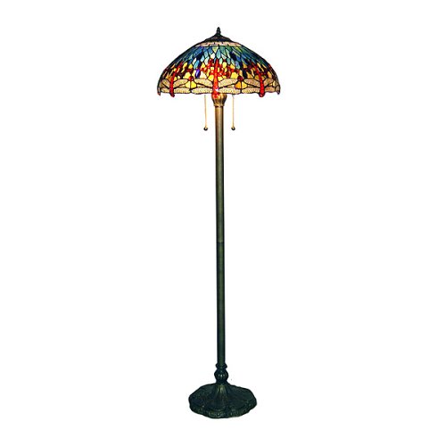 Dragonfly Tiffany-Style Floor Lamp - Blue