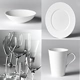 Gordon Ramsay tableware by Royal Doulton. Relaxed dining boxed set of 2 s of wine glasses, white bone china mugs, 30.5cm plates, all purpose bowls
