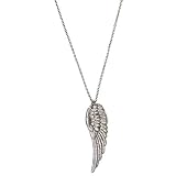 1 7/8 Angel Wing Necklace, 16 Chain In Silver Tone